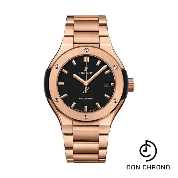 Hublot Classic Fusion King Gold Bracelet Watch - 33 mm - Black Dial-585.OX.1180.OX