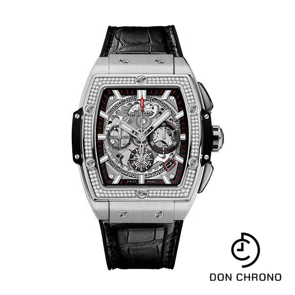 Hublot Spirit of Big Bang Titanium Diamonds Watch - 42 mm - Sapphire Dial - Black Rubber and Leather Strap-641.NX.0173.LR.1104