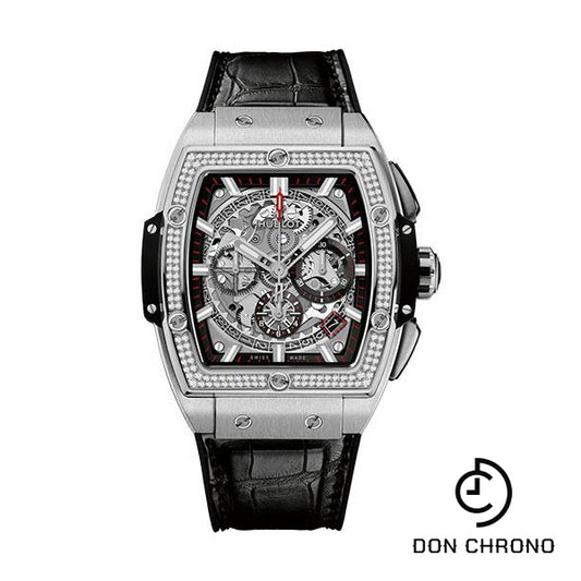 Hublot Spirit of Big Bang Titanium Diamonds Watch - 42 mm - Sapphire Dial - Black Rubber and Leather Strap-641.NX.0173.LR.1104