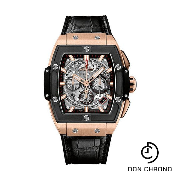 Hublot Spirit of Big Bang King Gold Ceramic Watch - 42 mm - Sapphire Dial - Black Rubber and Leather Strap-641.OM.0183.LR