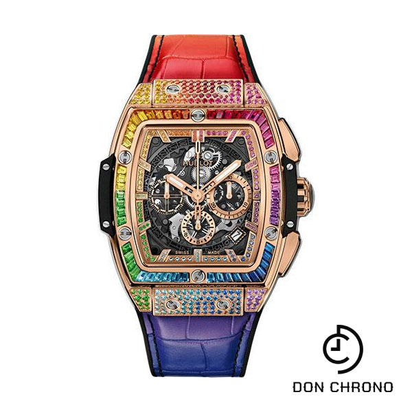 Hublot Spirit Of Big Bang King Gold Rainbow Watch - 42 mm - Black Skeleton Dial-641.OX.0110.LR.0999