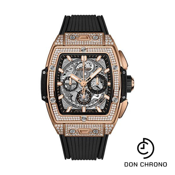 Hublot Spirit of Big Bang King Gold Pave Watch - 42 mm - Sapphire Dial - Black Rubber Strap-642.OX.0180.RX.1704