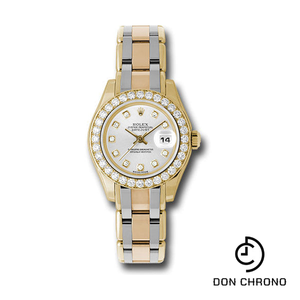 Rolex Yellow Gold Lady-Datejust Pearlmaster 29 Watch - 32 Diamond Bezel - Silver Diamond Dial - 80298bic sd