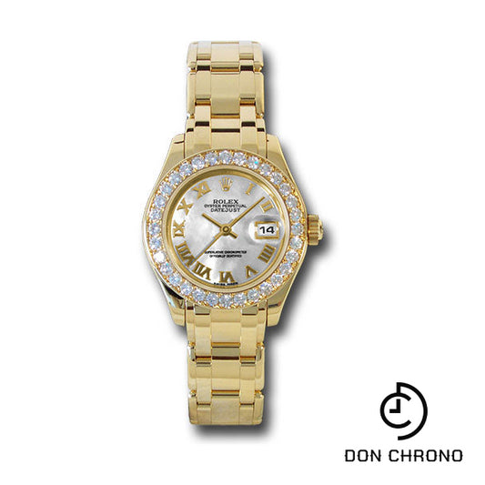 Rolex Yellow Gold Lady-Datejust Pearlmaster 29 Watch - 32 Diamond Bezel - Mother-Of-Pearl Roman Dial - 80298 mr