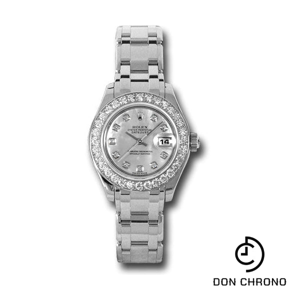 Rolex White Gold Lady-Datejust Pearlmaster 29 Watch - 32 Diamond Bezel - Mother-Of-Pearl Diamond Dial - 80299 md