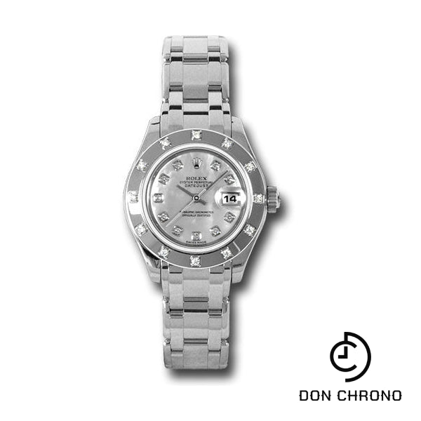 Rolex White Gold Lady-Datejust Pearlmaster 29 Watch - 12 Diamond Bezel - Mother-Of-Pearl Diamond Dial - 80319 md
