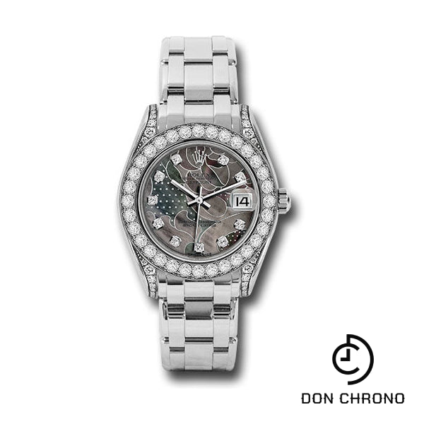 Rolex White Gold Datejust Pearlmaster 34 Watch - 34 Diamond Bezel - Goldust Dream Diamond Dial - 81159 gdd