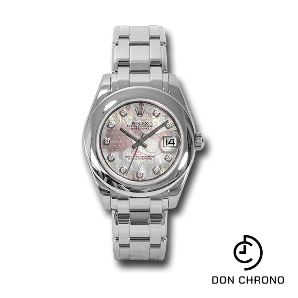 Rolex White Gold Datejust Pearlmaster 34 Watch - Domed Bezel - Goldust Dream Mother-Of-Pearl Diamond Dial - 81209 gdd