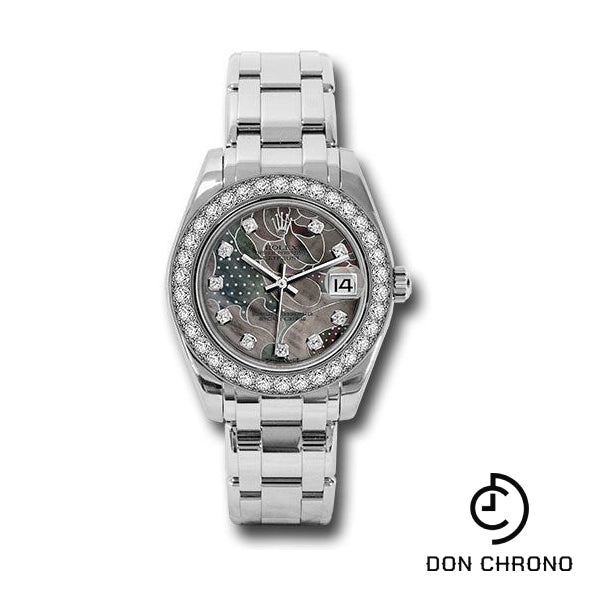 Rolex White Gold Datejust Pearlmaster 34 Watch - 34 Diamond Bezel - Goldust Dream Diamond Dial - 81299 gdd