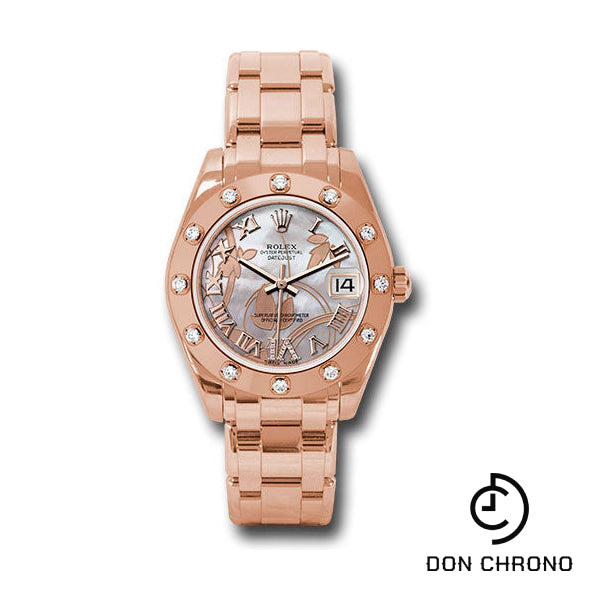 Rolex Everose Gold Datejust Pearlmaster 34 Watch - 12 Diamond Bezel - Goldust Dream Roman Dial - 81315 gdddr
