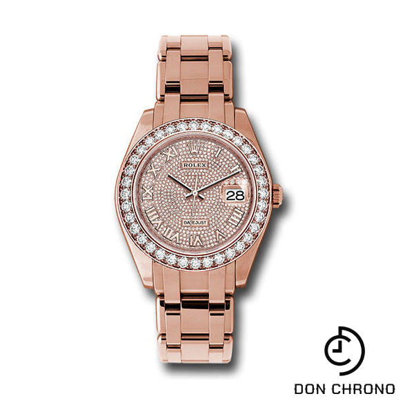 Rolex Everose Gold Datejust Pearlmaster 39 Watch - 36 Diamond Bezel - Diamond Paved Roman Dial - 86285 dpr