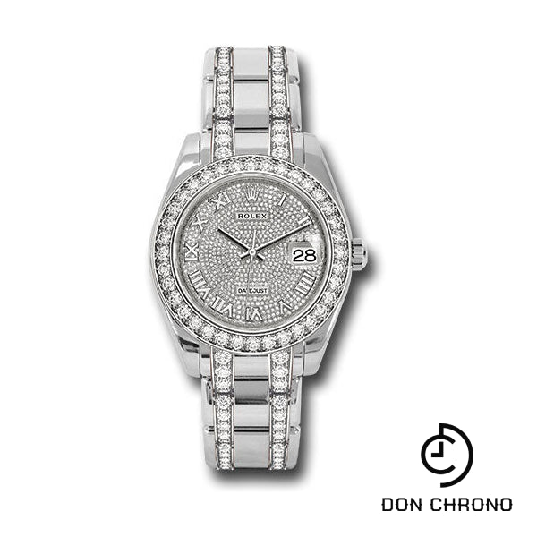 Rolex White Gold Oyster Perpetual Pearlmaster 39 Watch - Diamond Bezel - Diamond Paved Roman Dial - Diamond Bracelet - 86289 dprdp