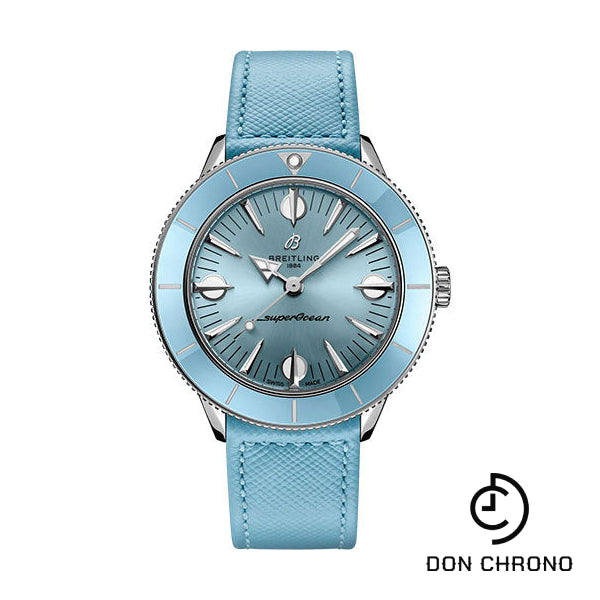Breitling Superocean Heritage ’57 Pastel Paradise Watch - Stainless Steel - Aquamarine Dial - Aquamarine Calfskin Leather Strap - Folding Buckle - A10340161C1X1