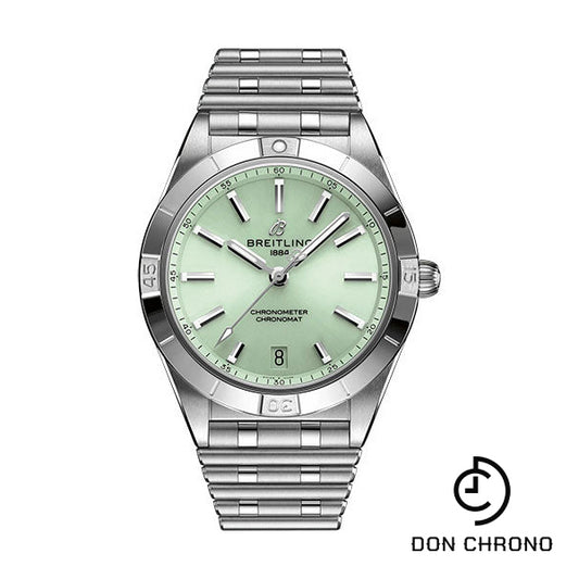 Breitling Chronomat Automatic 36 Watch - Stainless Steel - Mint Green Dial - Metal Bracelet - A10380101L1A1