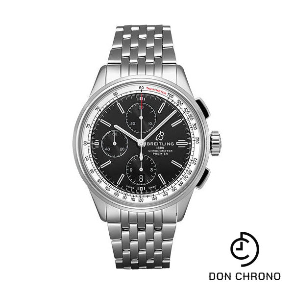 Breitling Premier Chronograph Watch - 42mm Steel Case - Black Dial - Steel Bracelet - A13315351B1A1