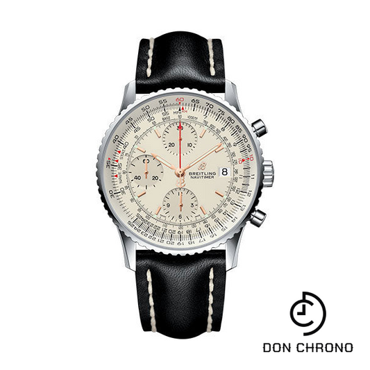 Breitling Navitimer 1 Chronograph 41 Watch - Steel Case - Mercury Silver Dial - Black Leather Strap - A13324121G1X2