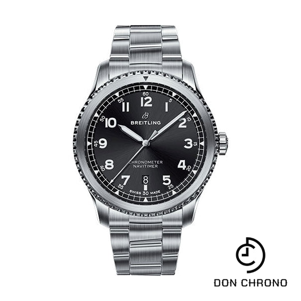 Breitling Aviator 8 Automatic 41 Watch - Steel Case - Black Dial - Steel and Satin Professional III Bracelet - A17314101B1A1