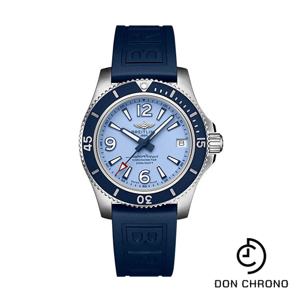 Breitling Superocean Automatic 36 Watch - Steel - Blue Dial - Blue Diver Pro III Strap - Tang Buckle - A17316D81C1S1