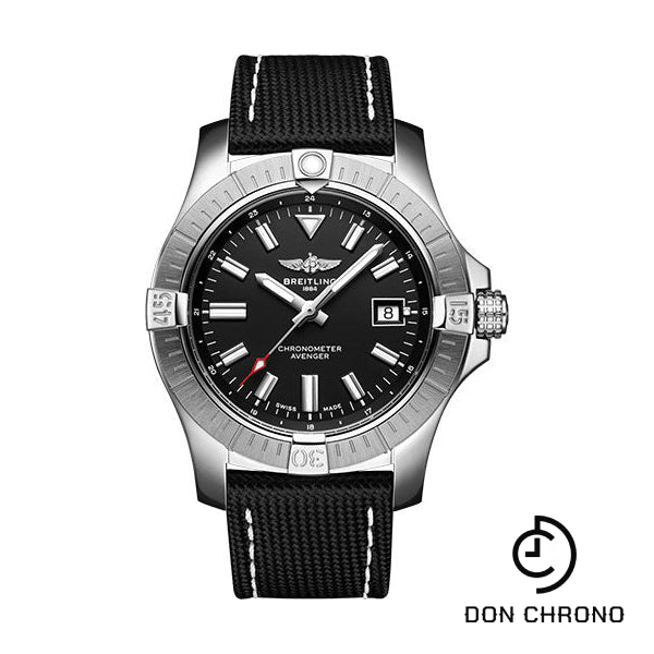 Breitling Avenger Automatic 43 Watch - Stainless Steel - Black Dial - Anthracite Calfskin Leather Strap - Tang Buckle - A17318101B1X1
