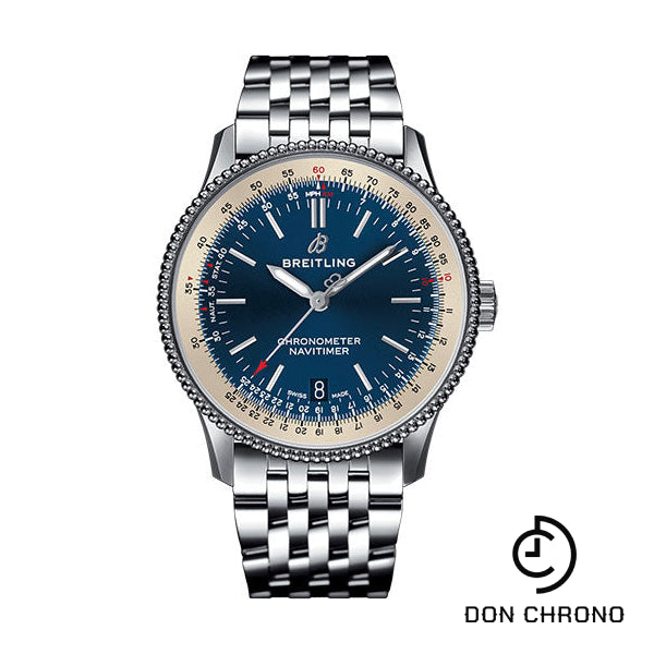 Breitling Navitimer 1 Automatic 38 Watch - Steel Case - Blue Dial - Steel Navitimer Bracelet - A17325211C1A1