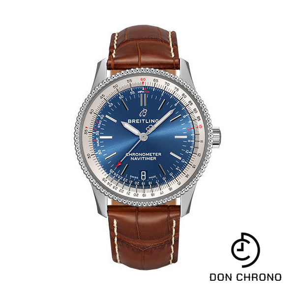 Breitling Navitimer Automatic 38 Watch - Steel - Blue Dial - Gold Croco Strap - Folding Buckle - A17325211C1P4