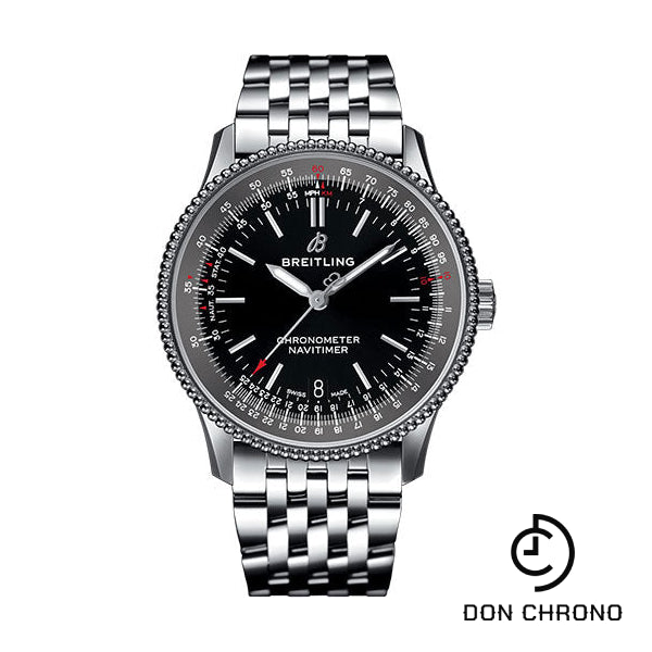 Breitling Navitimer 1 Automatic 38 Watch - Steel Case - Black Dial - Steel Navitimer Bracelet - A17325241B1A1