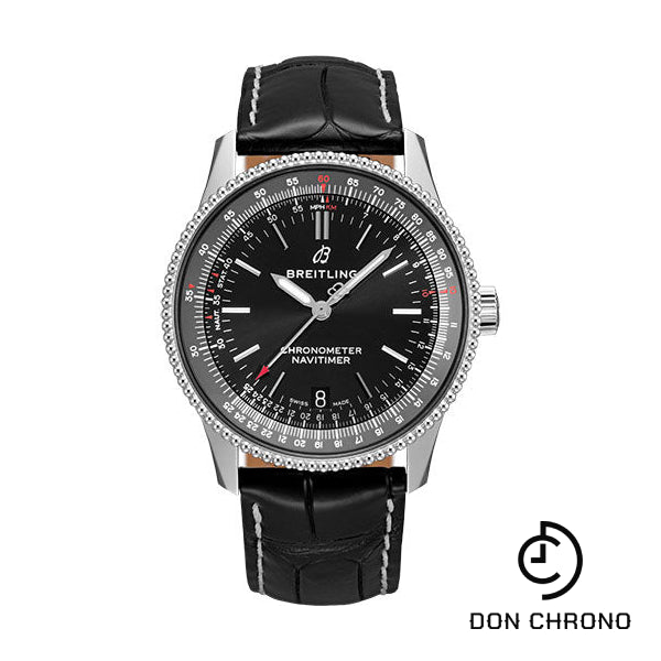 Breitling Navitimer Automatic 38 Watch - Steel - Black Dial - Black Croco Strap - Folding Buckle - A17325241B1P2