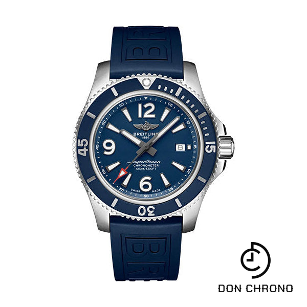 Breitling Superocean Automatic 44 Watch - Stainless Steel - Blue Dial - Blue Rubber Strap - Folding Buckle - A17367D81C1S2