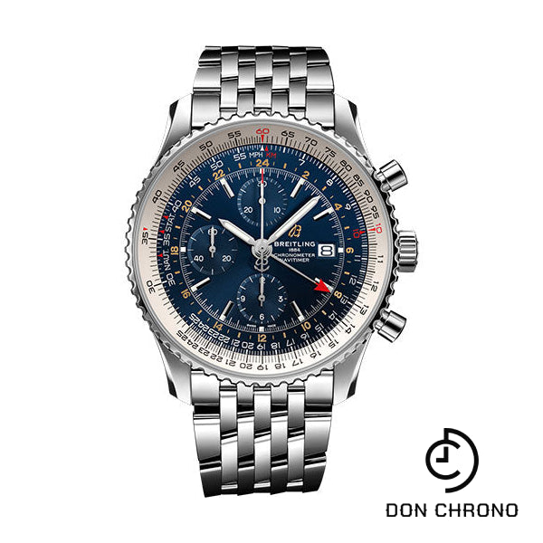 Breitling Navitimer Chronograph GMT 46 Watch - Steel - Blue Dial - Steel Bracelet - A24322121C2A1