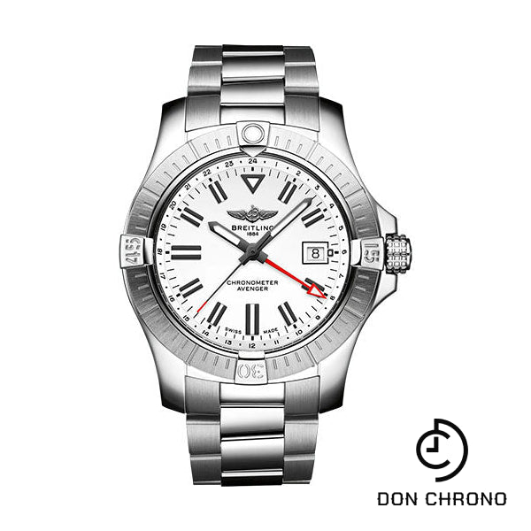 Breitling Avenger Automatic GMT 43 Watch - Stainless Steel - White Dial - Metal Bracelet - A32397101A1A1