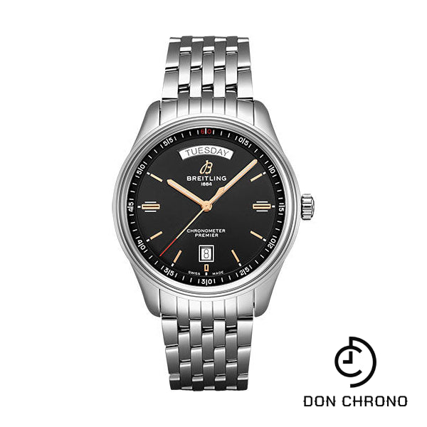 Breitling Premier Automatic Day & Date Watch - 40mm Steel Case - Black Dial - Steel Bracelet - A45340241B1A1