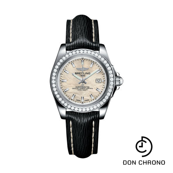 Breitling Galactic 32 Sleek Watch - Steel - Mother-Of-Pearl Dial - Black Sahara Strap - Tang Buckle - A7133053/A800/208X/A14BA.1
