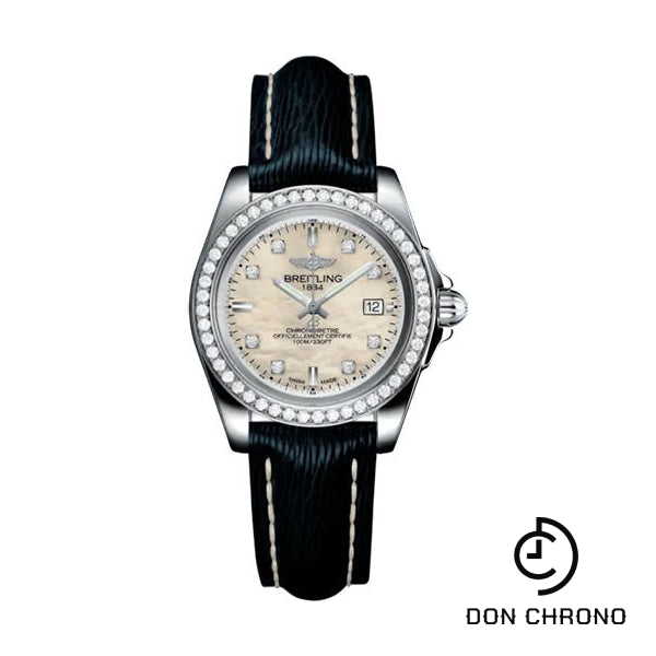 Breitling Galactic 32 Sleek Watch - Stainless Steel - Mother-Of-Pearl Dial - Blue Calfskin Leather Strap - Tang Buckle - A71330531A1X1