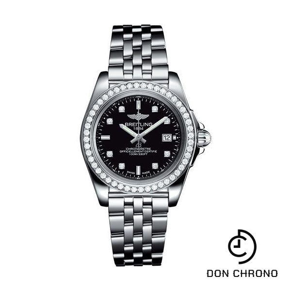 Breitling Galactic 32 Sleek Watch - Stainless Steel - Black Dial - Metal Bracelet - A71330531B1A1