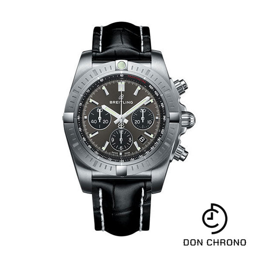 Breitling Chronomat B01 Chronograph 44 Watch - Steel Case - Blackeye Gray Dial - Black Croco Strap - AB0115101F1P1