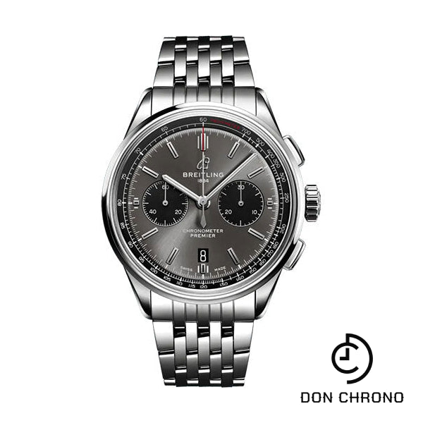 Breitling Premier B01 Chronograph 42 Watch - Stainless Steel - Anthracite Dial - Metal Bracelet - AB0118221B1A1