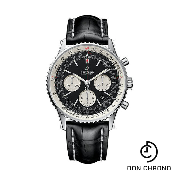 Breitling Navitimer 1 B01 Chronograph 43 Watch - Steel Case - Black Dial - Black Croco Strap - AB0121211B1P1