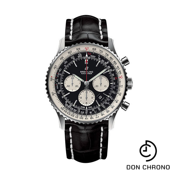 Breitling Navitimer 1 B01 Chronograph 46 Watch - Steel Case - Black Dial - Black Croco Strap - AB0127211B1P1
