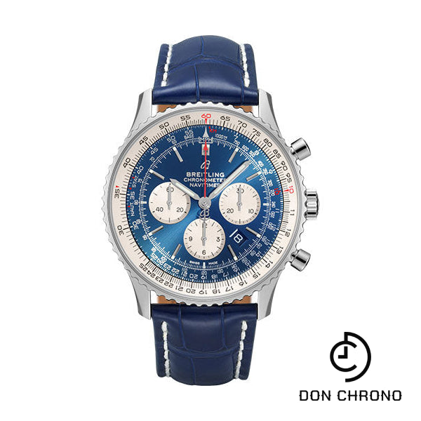 Breitling Navitimer B01 Chronograph 46 Watch - Steel - Aurora Blue Dial - Blue Croco Strap - Folding Buckle - AB0127211C1P2
