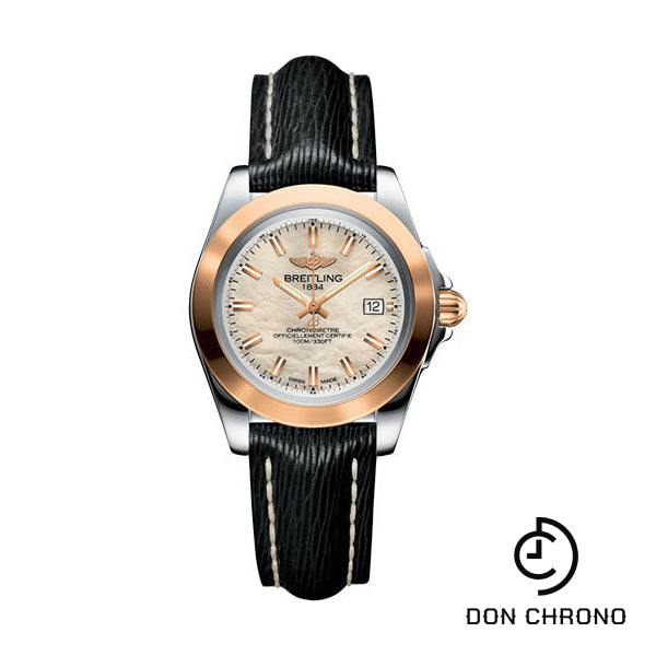 Breitling Galactic 32 Sleek Watch - Steel & rose Gold - Mother-Of-Pearl Dial - Black Sahara Strap - C7133012/A802/208X/A14BA.1