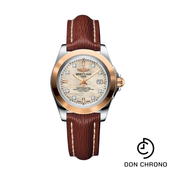 Breitling Galactic 32 Sleek Watch - Steel & rose Gold - Mother-Of-Pearl Diamond Dial - Brown Sahara Strap - Tang Buckle - C7133012/A803/211X/A14BA.1