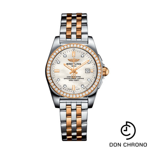 Breitling Galactic 29 Sleek Watch - Steel & rose Gold, gem-set bezel - Pearl Diamond Dial - Two-Tone Bracelet - C72348531A1C1