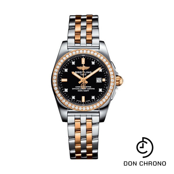 Breitling Galactic 29 Sleek Watch - Steel & rose Gold, gem-set bezel - Trophy Black Diamond Dial - Two-Tone Bracelet - C72348531B1C1
