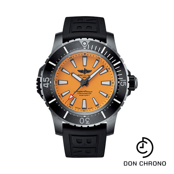 Breitling Superocean Automatic 48 Watch - Titanium - Yellow Dial - Black Rubber Strap - Tang Buckle - E17369241I1S1