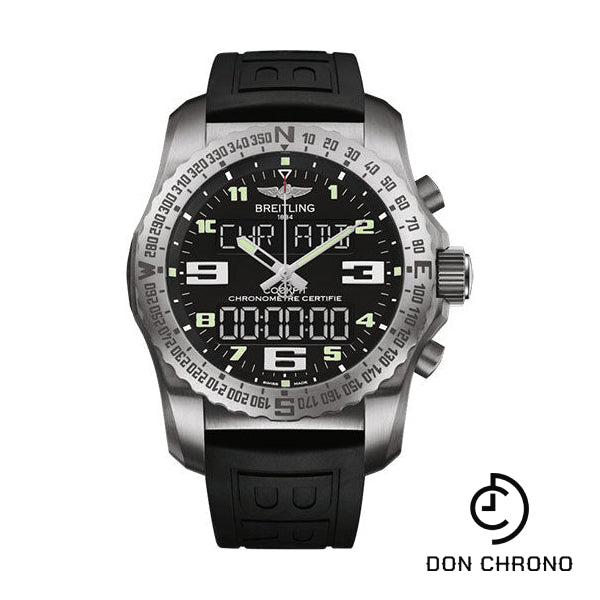 Breitling Cockpit B50 Watch - Titanium - Volcano Black Dial - Black Diver Pro III Strap - Folding Buckle - EB5010221B1S1