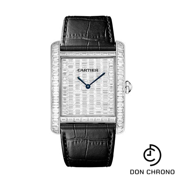 Cartier Tank MC Watch - 34.3 mm White Gold Diamond Case - White Gold Diamond Dial - Black Alligator Strap - HPI00623