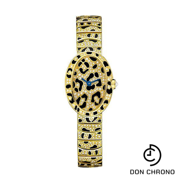 Cartier Mini Baignoire Panther Spots Watch - Yellow Gold Diamond Case - Diamond Dial - Diamond Bracelet - HPI00961