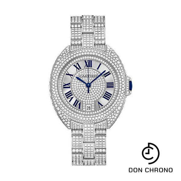 Cartier Cle De Cartier Watch - 35 mm White Gold Diamond Case - Diamond Bezel - Silver Diamond Dial - Diamond Bracelet - HPI00981