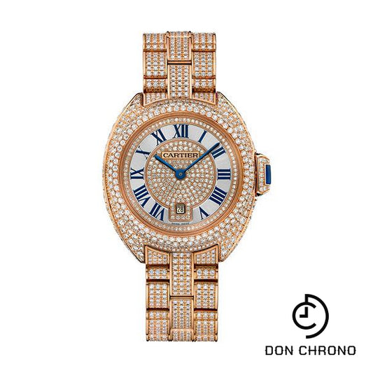 Cartier Cle de Cartier Watch - 31 mm Pink Gold Diamond Case - Pink Gold Diamond Dial - Diamond Bracelet - HPI01039