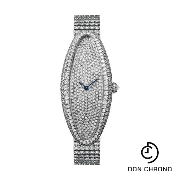 Cartier Baignoire Allongee Watch - 47 mm White Gold Case - Diamond Bracelet - HPI01306